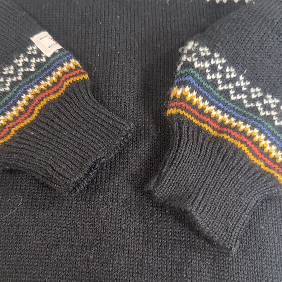 Dale of Norway 1/4 Clasp Norway Nordic L Wool Sweater Long Black Multi Fair Isle - Picture 14 of 16